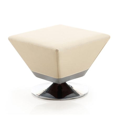 Manhattan Comfort Diamond Swivel Ottoman in Tan and Polished Chrome OT002-TN